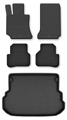 Productafbeelding van Rubberen automatten + kofferbakmat voor Mercedes-Benz GLK X204 vanaf 2009 – 5-delig, zwart, op maat – Wielganizator Semi-Universal