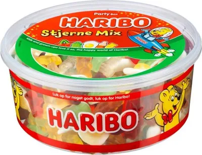 Produktbild von Haribo Stjerne Mix Sterne-Fruchtgummi 1kg Dose dänische Gummis
