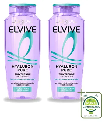 Zdjęcie produktu dla 2 sztuki szamponu L'Oréal Paris Elvive Hyaluron Pure, pojemność 250 ml - opakowanie zbiorcze