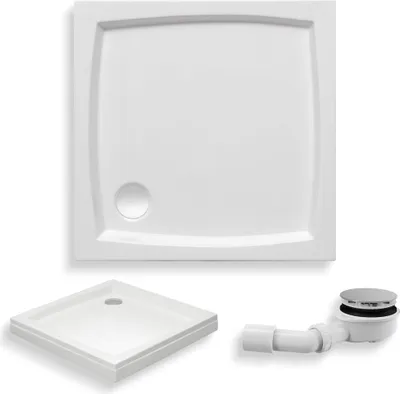 Produktbild von BADLAND Duschwanne Quadratisch Patio 80x80x5 cm mit AcrylSchürze | Ablaufgarnitur und Füße Gratis