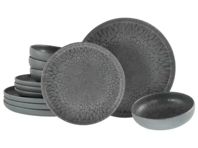 CreaTable, 21621, Uno Volcano Dark, Tellerset 12-tlg, Steinzeug