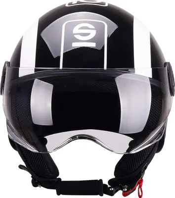 Zdjęcie produktu dla Kask motocyklowy Sparco Demi-Jet czarno-biały ze skorupą ABS, rozmiar XS