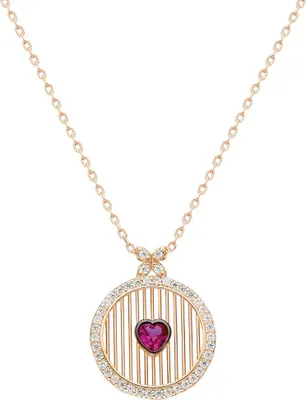Produktbild von Dkeniz Anhänger mit Kette 925/- Sterling Silber 42+3cm rot Zirkonia rot 145240197