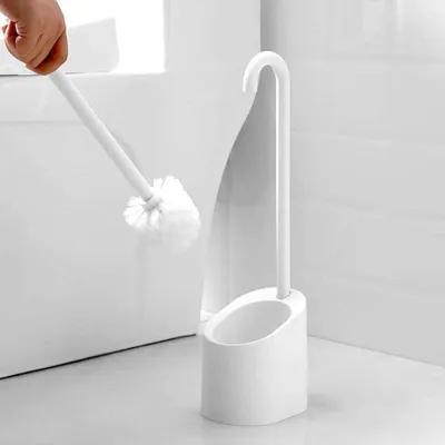 Produktbild von Toilettenbürste und Halter, Toilettenbürste und Halter für die Reinigung der Badezimmertoilette mit starken, langen Borsten