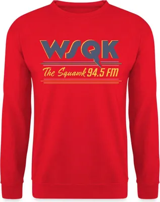 Produktbild von Spreadshirt WSQK The Squawk 94.5 FM Dustin Kostüm Uni Pullover, M, Rot