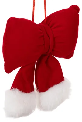 Produktbild von Weihnachtsschleife aus Stoff mit flauschigem Plüschrand, 4 Stück