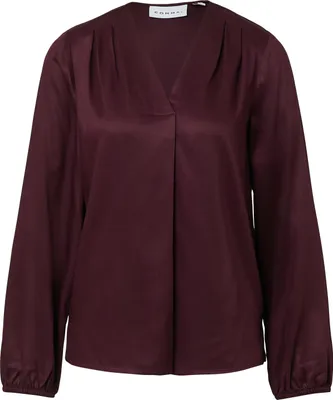 Produktbild von comma Satinierte Langarm Bluse mit V-Ausschnitt und Faltendetails