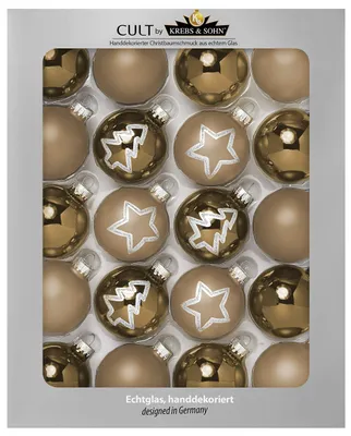 20er-Set Glas-Weihnachtskugeln, 5,7 cm, goldene Sterne, Christbaumschmuck