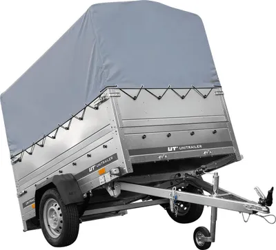 Produktbild von Leichtanhänger auf Federn 200x125 UNITRAILER GARDEN 201/R KIPP mit BIS-Seiten, H-800-Rahmen und grauer Plane