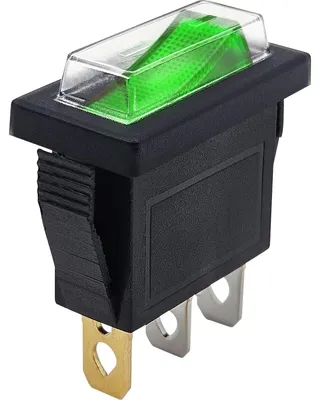 Produktbild von ProRide Wippschalter ON/OFF KCD3-12 mit Schutzkappe, 12 V/20 A, Grün