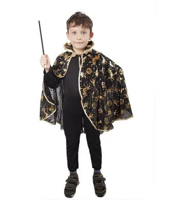 Productafbeelding van Heksencostuum, cape, zwart - kindermaten - Halloween