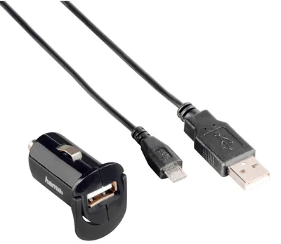 Obrázok produktu pre Hama Picco, 12 V, 5 V, 0,65 A, USB, micro USB, Čierna, 180 mm