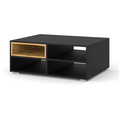 Obrázok produktu pre Konferenčný stolík Anette M Konferenčný stolík 94 x 70 cm Bočný stolík s policami Black Matt / Artisan Oak