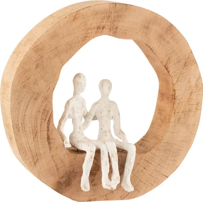 Produktbild von J-Line Figur Paar Sitzend Mangobaum/Aluminium Naturell/Weiß