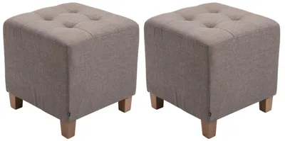 Produktbild von CLP 2er Set Sitzhocker Pharao, antik-hell mit hochwertiger Polsterung | Farbe taupe