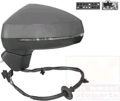 Produktbild von VAN WEZEL 0335827 Außenspiegel Seitenspiegel Links für AUDI A3 Sportback (8VA, 8VF) Asphärisch Beheizt Grundiert