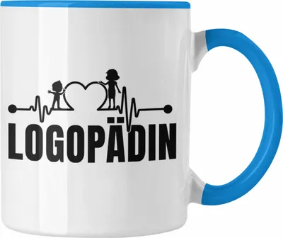Produktbild von Trendation - Logopädin Herzschlag Tasse Geschenk Logopädie Logopäde (Blau)