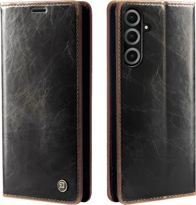 Produktbild von Handyhülle für Samsung Galaxy A26 5G Kunstleder Flip Vintage Cover Hülle RFID Schutz Case Kartenfach Farbe: Dunkelbraun