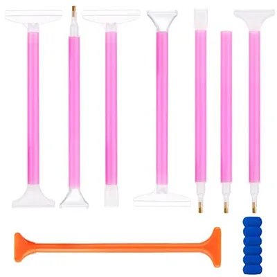Productafbeelding van Diamant Schilderen Pennenset - Diamant Art Pennen - Hobby Knutselen - Dubbele Kop Ontwerp - 9 Stuks - Roze