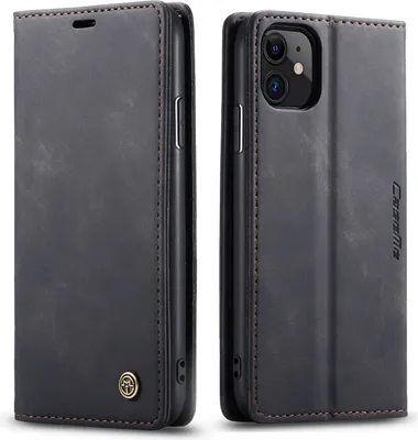 Produktbild von iPhone 11 Hülle, LaimTop Retro Kunstledertasche TPU Innere, Kartenfächer, Magnetverschluss, Klapphülle mit Standfunktion Schutzhülle für iPhone 11 Schwarz