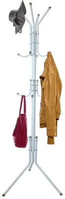 Image de Support métallique pour vêtements et sacs - 12 crochets pour une meilleure stabilité (175 x 43 cm, blanc)