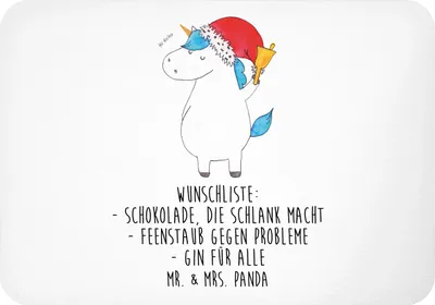 Produktbild von Mr. & Mrs. Panda Pinnwandmagnet Einhorn Weihnachtsmann - Weiß - Geschenk, bildmagnet, zettelhalter, Nikolaus, magnet, Dekomagnet, Kühlschrankmagnet, Weihnachten, Unicorn
