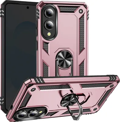 Produktbild von Avizar, Hybrid Schutzhülle für Samsung Galaxy S25 Edge mit Magnet-Ringhalter, Champagnerrosa