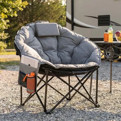 Productafbeelding van Opvouwbare Campingstoel met Hoofdsteun en Zijvak