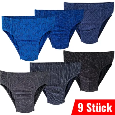 Produktbild von 9er Pack Herren Slips Unterhosen Baumwolle Slip Farbmix Größe S-XXL