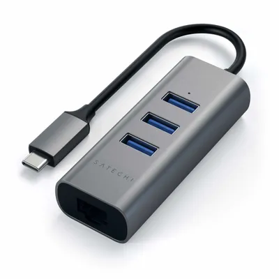 Zdjęcie produktu dla Satechi - Koncentrator USB-C 2w1 z Ethernetem (gwiezdna szarość)
