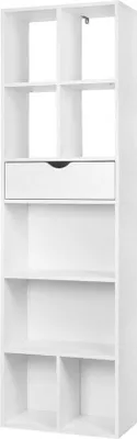 Obrázek produktu pro Knihovna s 8 přihrádkami - multifunkční skříňka - jednoduchá a stylová - moderní bílá - 50 x 24 x 168 cm