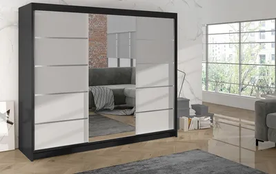 Produktbild von Šatní skříň DANIELLA 4 - šířka 200 cm, černá / bílá