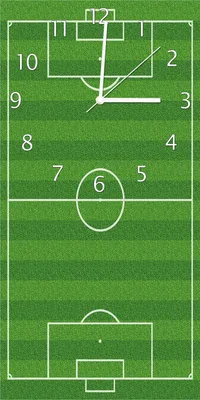Produktbild von Wallario Design Wanduhr Fußballfeld aus Echtglas, Größe 30 x 60 cm