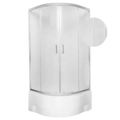 A white shower cabin on a white background.
