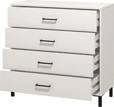 Immagine prodotto di Dmora Cassettiera Vidor 93x40x90h cm Bianco, 4 Cassetti Apertura Scorrevole