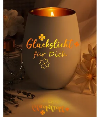 Produktbild von Windlicht mit Gravur, Teelichthalter, Geschenk für Frauen, Glas mit Spruch