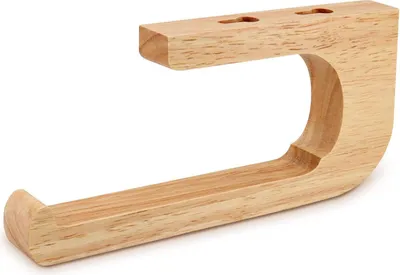 Produktbild von Selbstklebender Toilettenpapierhalter - Kein Bohren - Holz - Wandmontage
