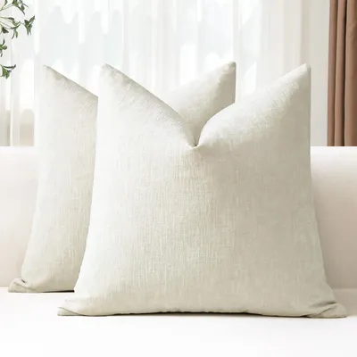 Immagine prodotto di Set di 2 federe per cuscini in velluto, 40x40 cm, color crema