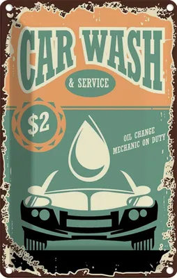 Produktbild von vianmo Blechschild 18x12 cm Car Wash Service mechanic on duty Warnschild Hinweisschild Sicherheit Vorsicht