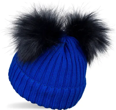 Produktbild von styleBREAKER Kinder Strick Bommelmütze mit 2 Kunstfellbommel und Fleece Futter, Winter Mütze, Strickmütze, 2-5 Jahre 04024203