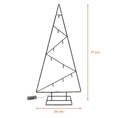 Image de Sapin LED en noir avec 9 crochets - env. 77 x 36 cm - Deko Aufsteller illuminé (9 crochets)