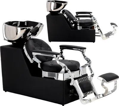 Obrázek produktu pro Kadeřnická barber mycí stanice Aaron do kadeřnického barber salonu pohyblivá mísa keramická armatura baterie sluchátka