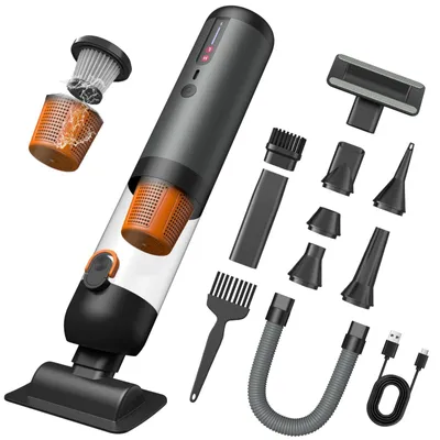 Immagine prodotto di SURFOU Aspirapolvere portatile 4-in-1, senza fili, a batteria, per auto – arancione e nero