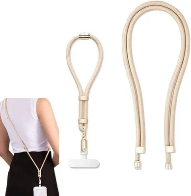 Obrázok produktu pre Telefónna šnúrka 3-v-1, nastaviteľná, crossbody popruh, kovová pracka, pre smartphone