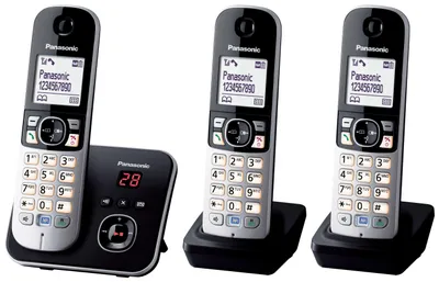 Obrázok produktu pre Panasonic KX-TG6823 - Bezdrôtový telefón - záznamník s identifikáciou volajúceho - DECT - čierny + 2 ďalšie slúchadlá
