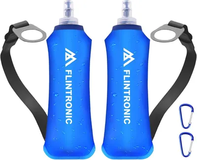 Productafbeelding van Opvouwbare drinkfles - Set van 2 - 500 ml - Met polsband en karabijnhaak - BPA-vrij