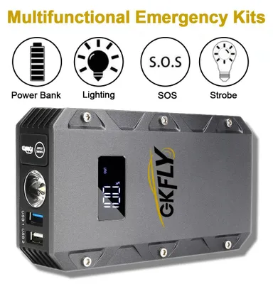 Image de Démarreur de secours - 3000A XME - 12 V - 12000–18000 mAh - Pour moteurs essence et diesel - Batterie externe - Lampe de signalisation SOS - 365 g