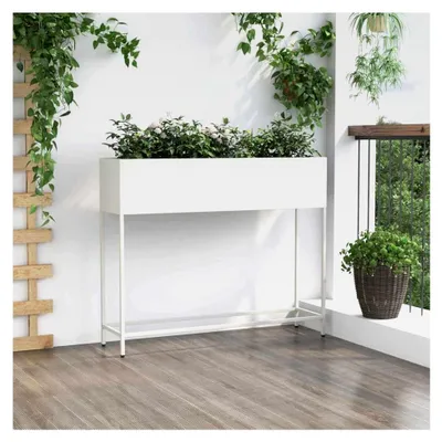 Produktbild von Hochbeet Gartenpflanzer Weiß 100 x 26 x 82 cm Stahl