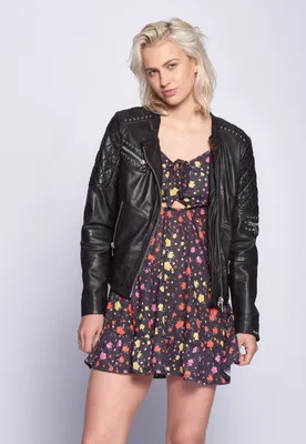 Produktbild von Damen Lederjacke Schwarz Größe S