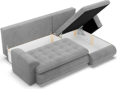 Produktbild von Rechts Ecksofa mit Schlaffunktion FORESTA, Sofa mit bettkasten 230x159cm, Cord Grau